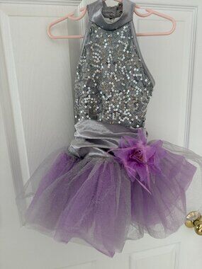Girls Dance Weissman Recital Costume Tutu Size SC – purple/silver
